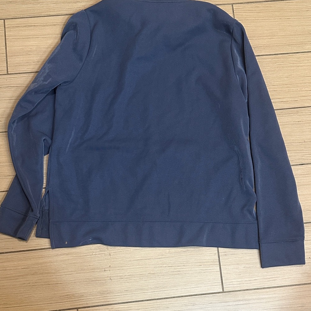 Women's Navy Metallic Blue Cowl Neck Sweatshirt - Picture 4 of 5